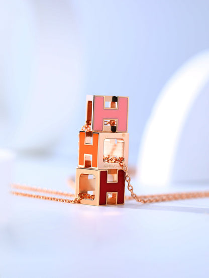 [LumiVibe]H CAGE PINK GOLD NECKLACE