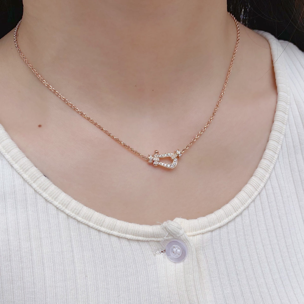 [LumiVibe]FORCE 10 PINK GOLD DIAMOND NECKLACE