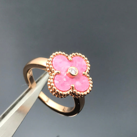[LumiVibe]CLOVER RHODONITE ROSE GOLD RING