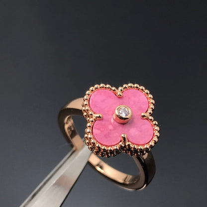 [LumiVibe]CLOVER RHODONITE ROSE GOLD RING