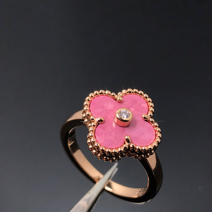 [LumiVibe]CLOVER RHODONITE ROSE GOLD RING
