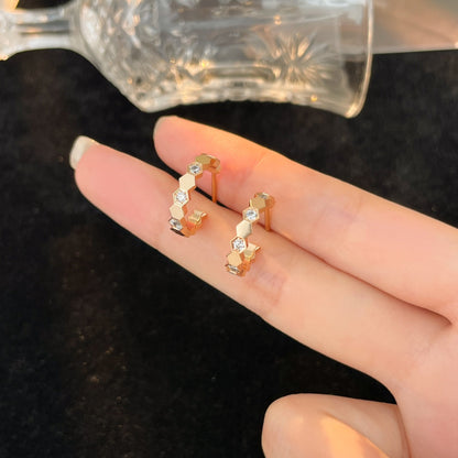 [LumiVibe]BEE LOVE DIAMOND HOOP EARRINGS