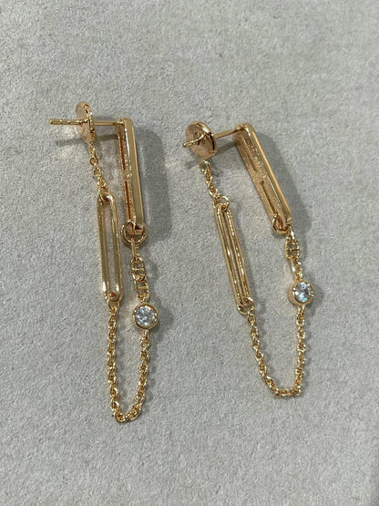 [LumiVibe]CHAINE CHAOS DIAMOND DROP EARRINGS