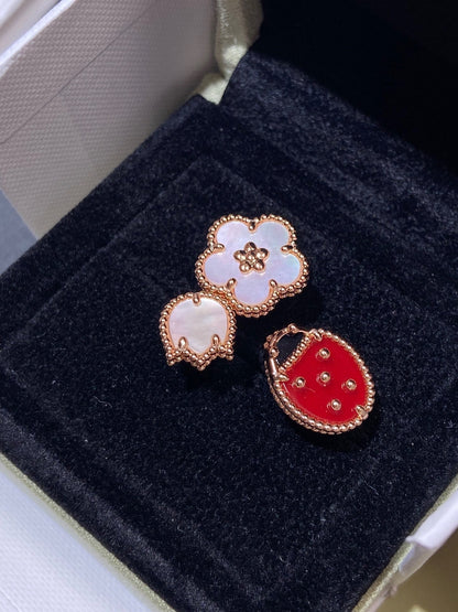 [LumiVibe]LUCKY 3 MOTIF ROSE GOLD RING