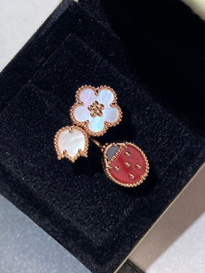 [LumiVibe]LUCKY 3 MOTIF ROSE GOLD RING
