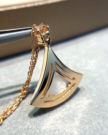 [LumiVibe]DREAM MOP DIAMOND PAVED PINK GOLD NECKLACE