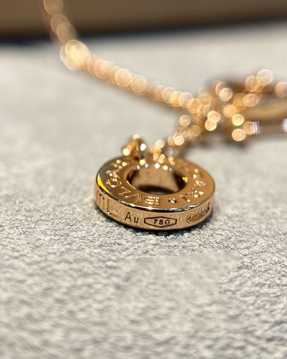 [LumiVibe]DREAM MOP DIAMOND PAVED PINK GOLD NECKLACE