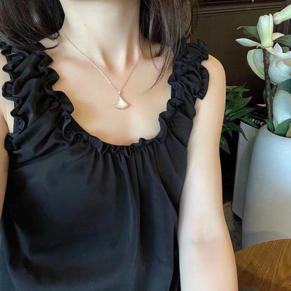[LumiVibe]DREAM MOP DIAMOND PAVED PINK GOLD NECKLACE