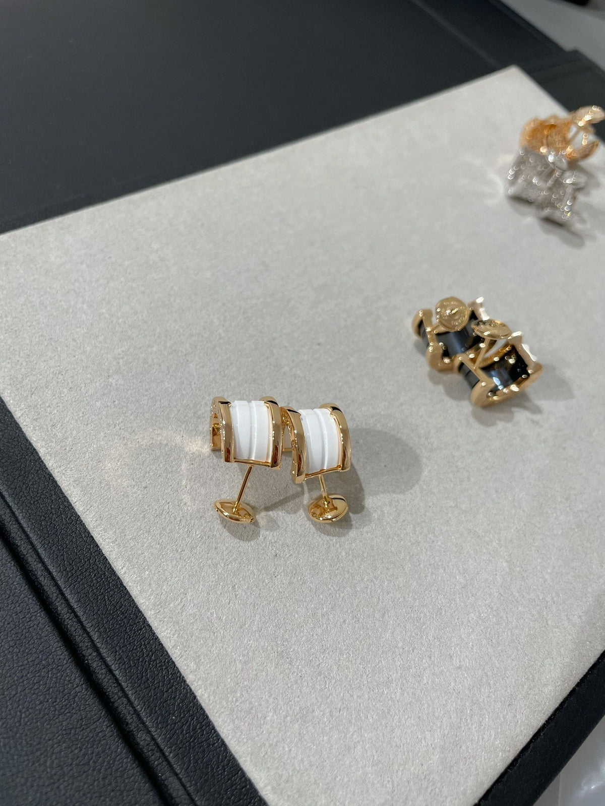 [LumiVibe]ZERO 1 PINK GOLD CERAMIC EARRINGS