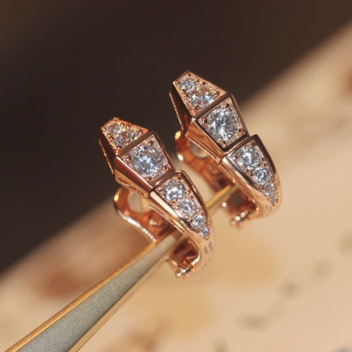 [LumiVibe]SERPENT PINK GOLD DIAMOND EARRINGS