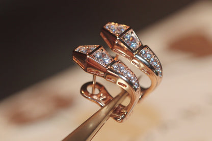 [LumiVibe]SERPENT PINK GOLD DIAMOND EARRINGS