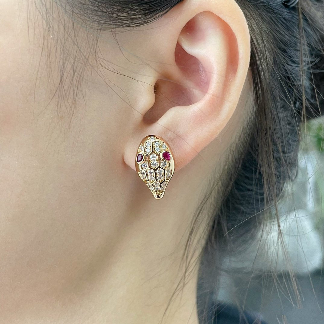 [LumiVibe]SERPENT DIAMOND STUD EARRINGS