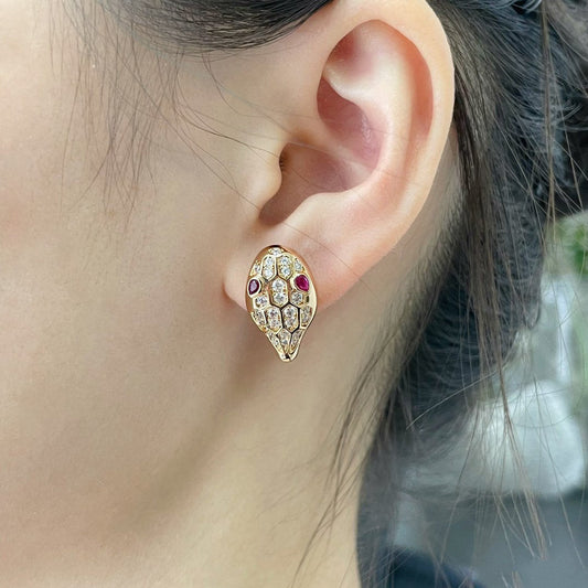 [LumiVibe]SERPENT DIAMOND STUD EARRINGS