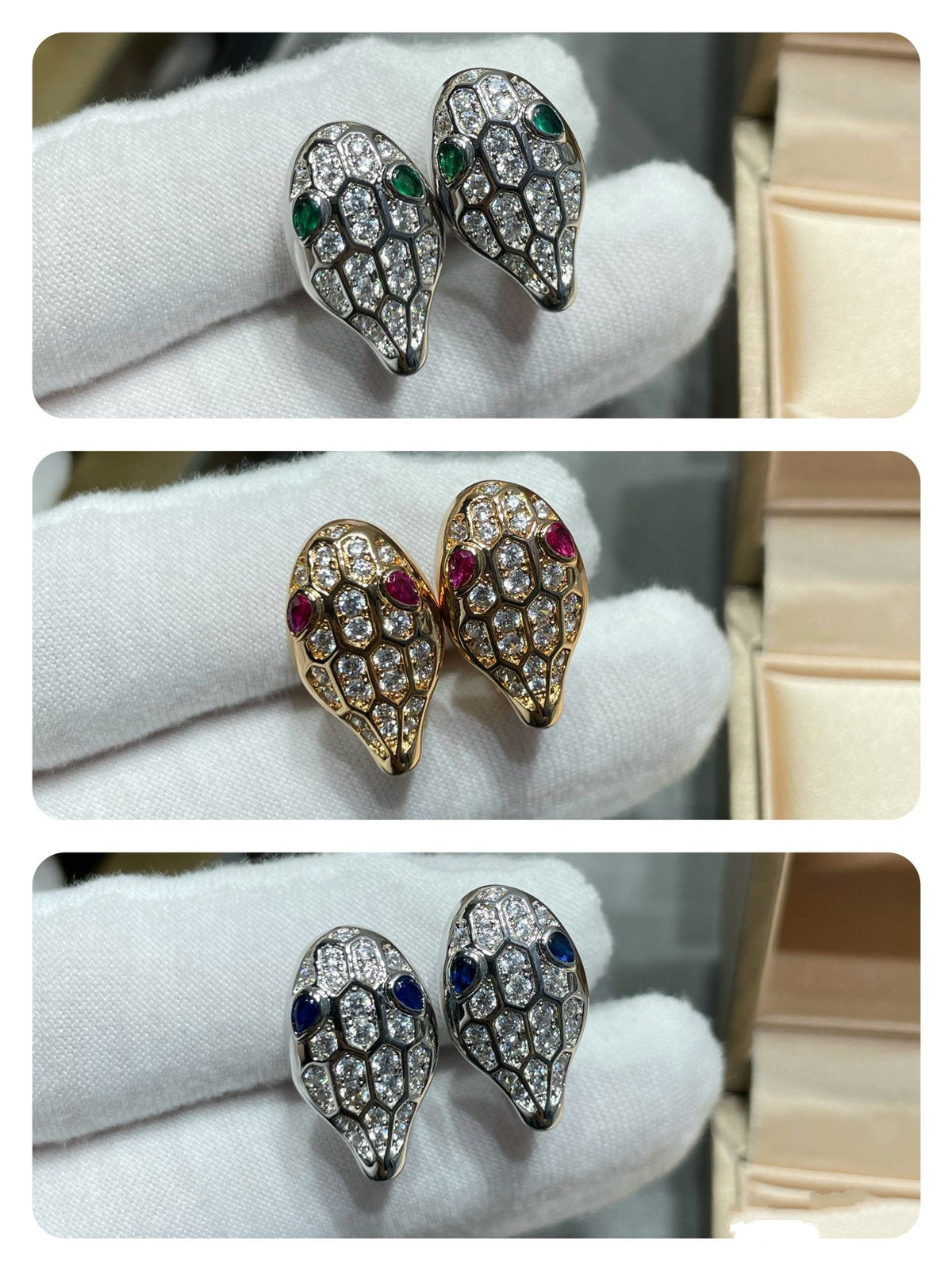 [LumiVibe]SERPENT DIAMOND STUD EARRINGS