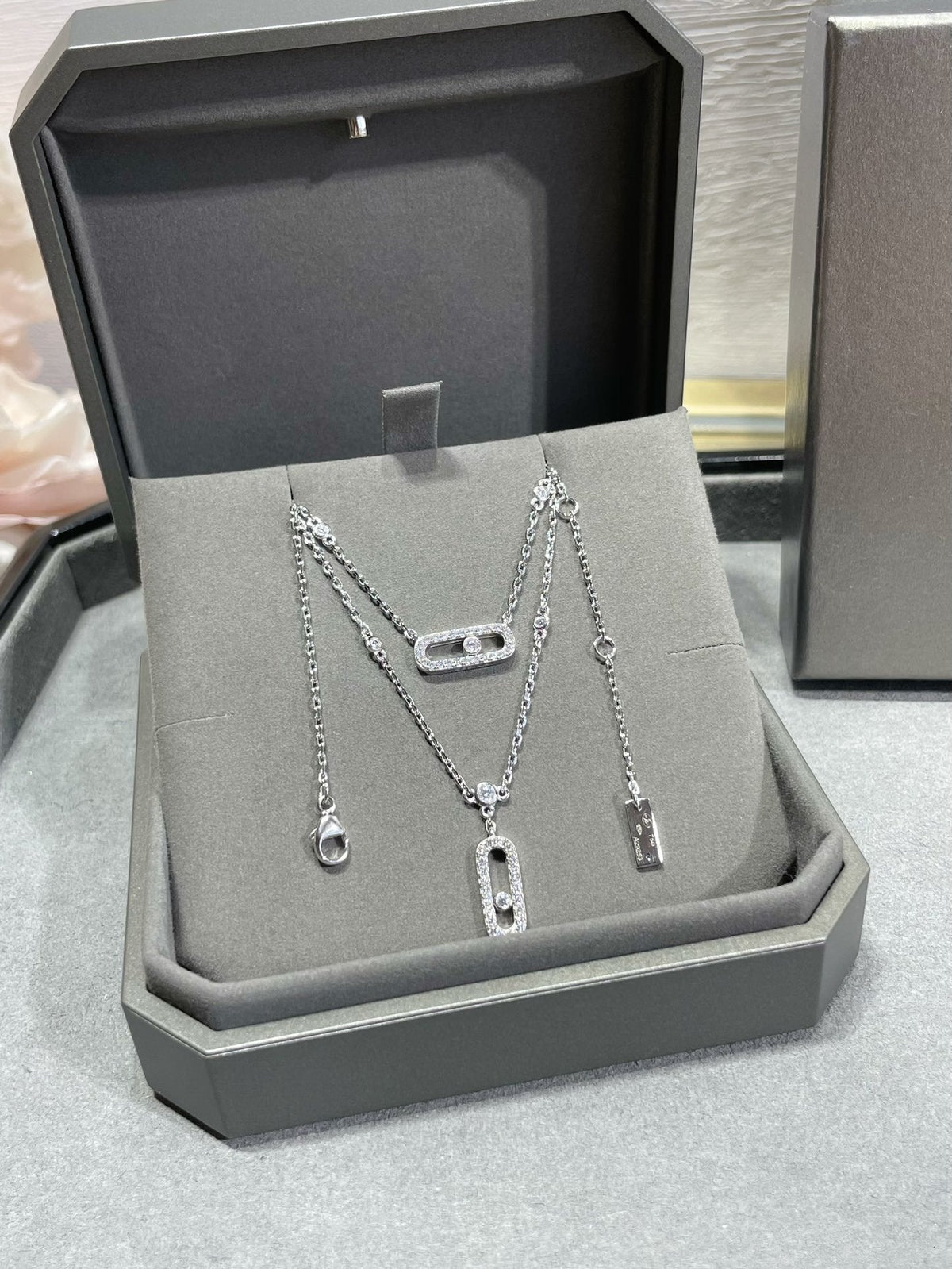 [LumiVibe]MOVE 2 ROW DIAMOND NECKLACE