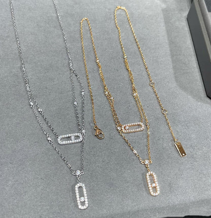 [LumiVibe]MOVE 2 ROW DIAMOND NECKLACE