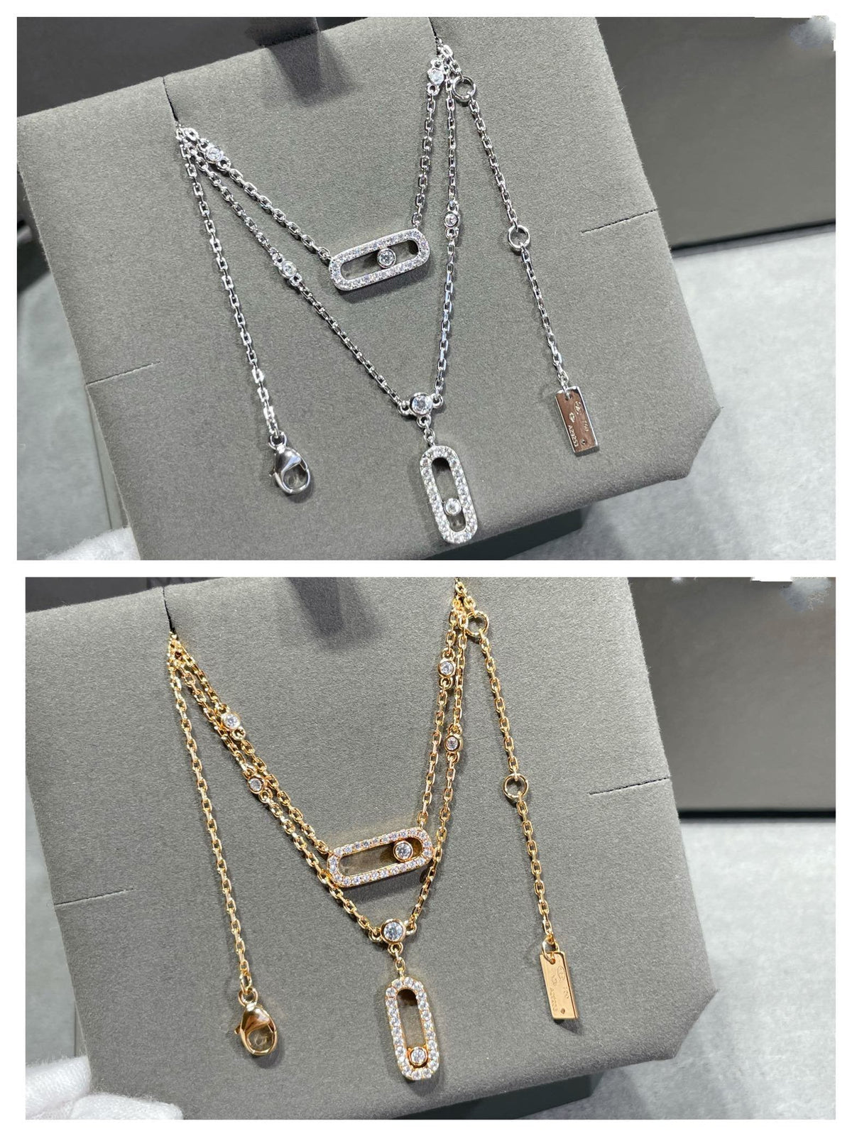 [LumiVibe]MOVE 2 ROW DIAMOND NECKLACE