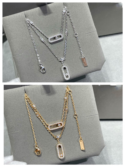[LumiVibe]MOVE 2 ROW DIAMOND NECKLACE