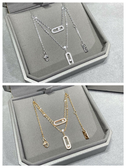 [LumiVibe]MOVE 2 ROW DIAMOND NECKLACE