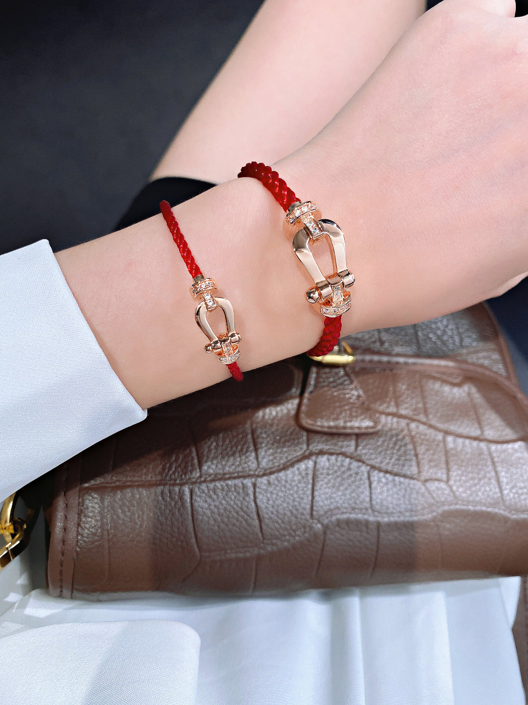 [LumiVibe]FORCE 10 HALF DIAMOND PINK GOLD RED CORDERI LARGE AND MEDIUM MODEL