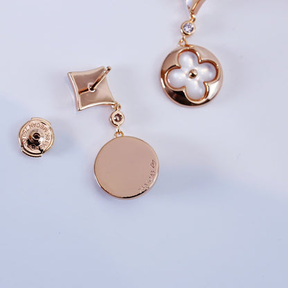 [LumiVibe]STAR AND SUN PINK GOLD MOP DROP EARRINGS