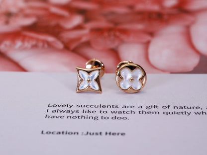 [LumiVibe]STAR AND SUN PINK GOLD MOP STUD EARRINGS