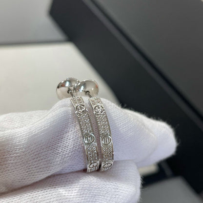 [LumiVibe]LOVE DIAMOND SILVER HOOP EARRINGS
