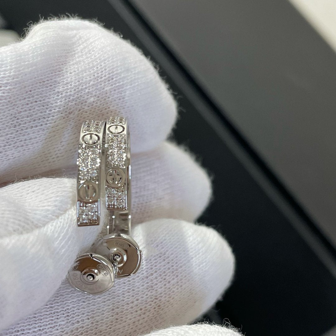[LumiVibe]LOVE DIAMOND SILVER HOOP EARRINGS