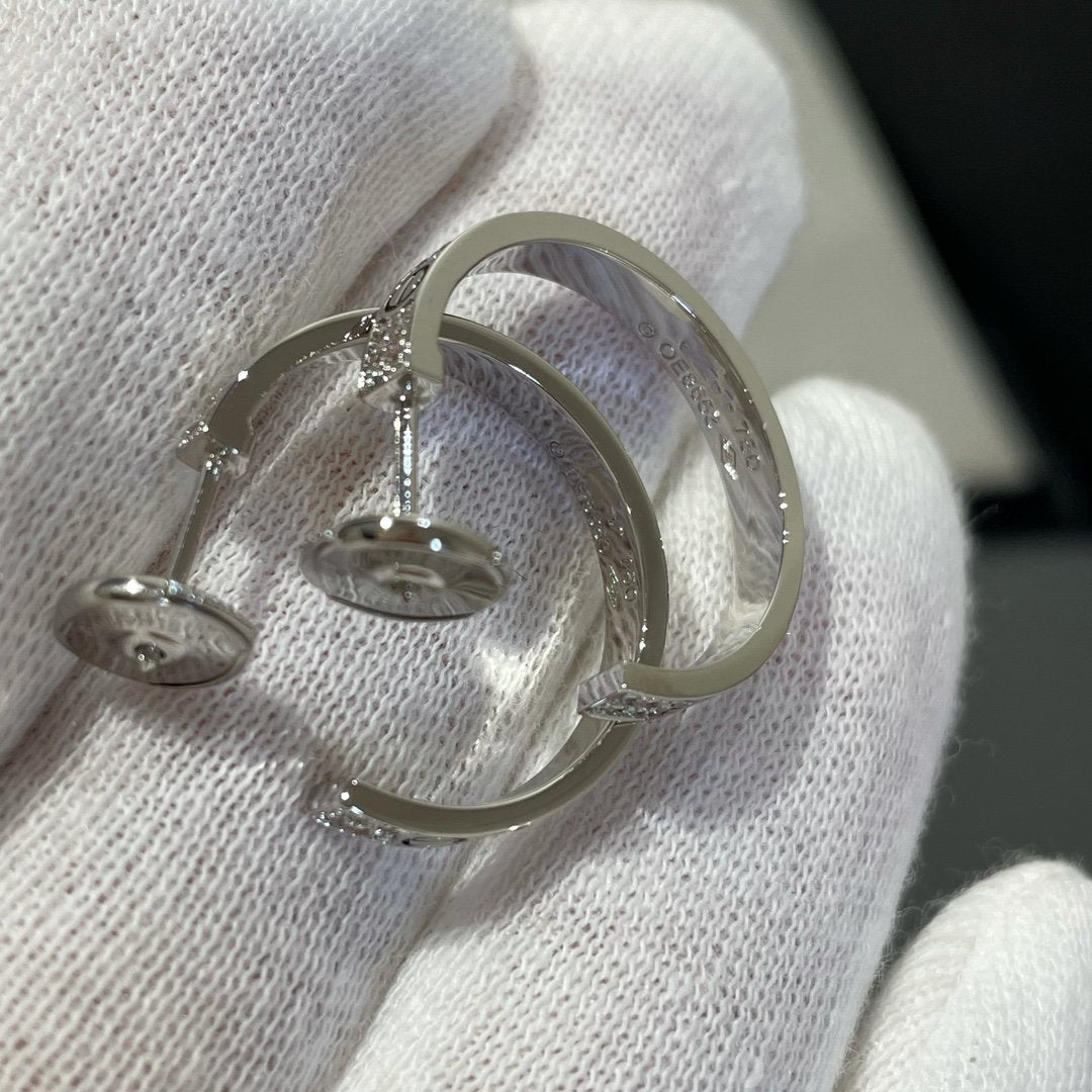 [LumiVibe]LOVE DIAMOND SILVER HOOP EARRINGS