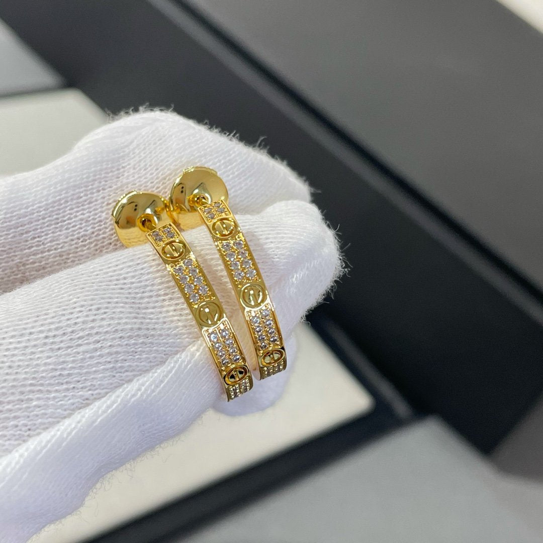 [LumiVibe]LOVE DIAMOND GOLD HOOP EARRINGS