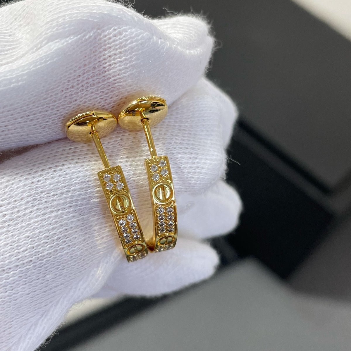 [LumiVibe]LOVE DIAMOND GOLD HOOP EARRINGS