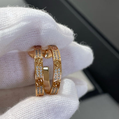[LumiVibe]LOVE DIAMOND PINK GOLD HOOP EARRINGS