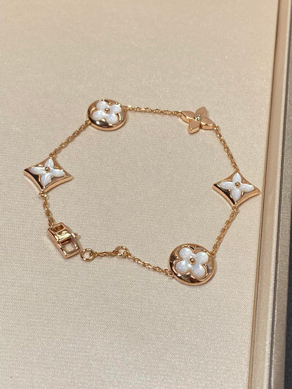 [LumiVibe]STAR AND SUN 5 MOTIF MOP PINK GOLD BRACELET