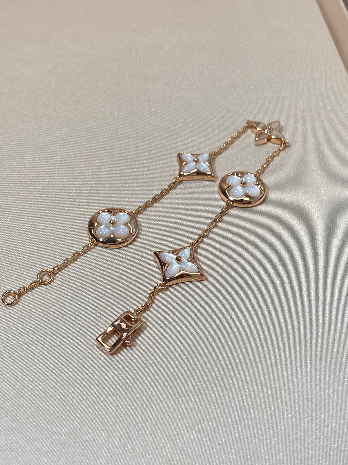 [LumiVibe]STAR AND SUN 5 MOTIF MOP PINK GOLD BRACELET