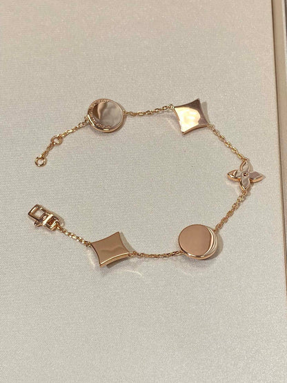 [LumiVibe]STAR AND SUN 5 MOTIF MOP PINK GOLD BRACELET