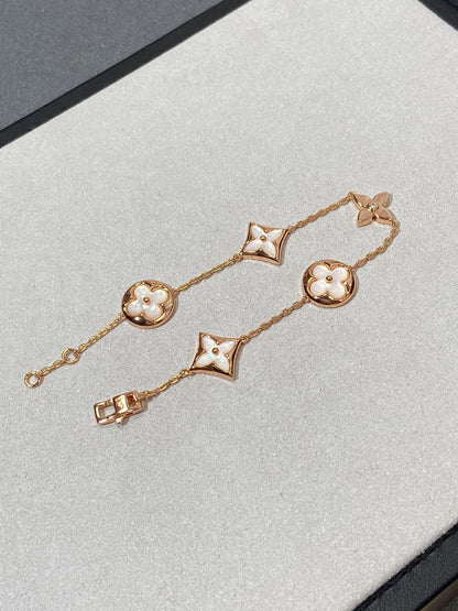 [LumiVibe]STAR AND SUN 5 MOTIF MOP PINK GOLD BRACELET