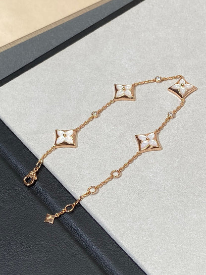 [LumiVibe]STAR 4 MOTIF MOP DIAMOND PINK GOLD BRACELET