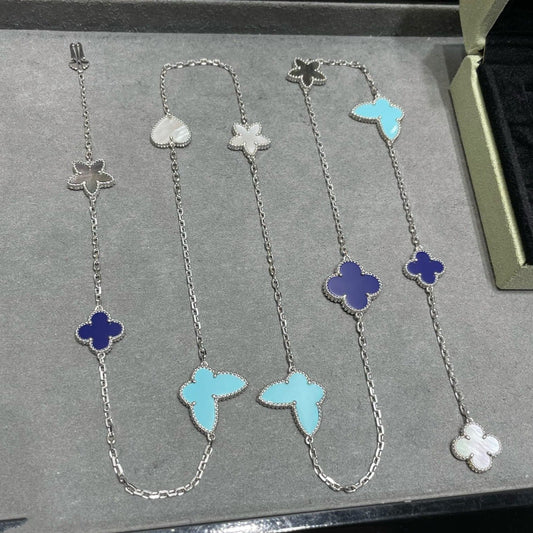[LumiVibe]LUCKY CLOVER SILVER 11 MOTIF NECKLACE