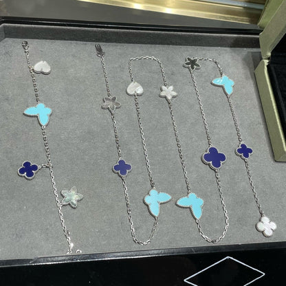 [LumiVibe]LUCKY CLOVER SILVER 11 MOTIF NECKLACE