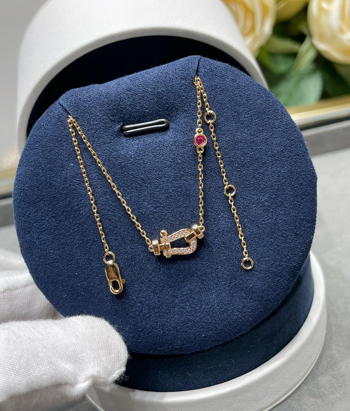 [LumiVibe]FORCE 10 DIAMOND PINK GOLD NECKLACE