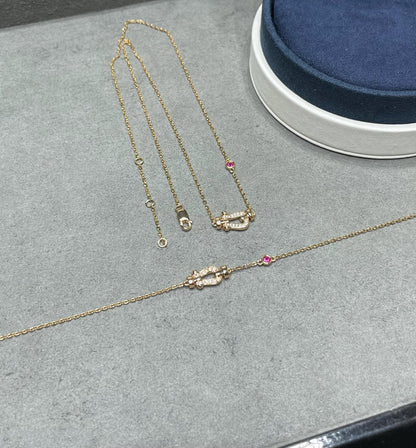 [LumiVibe]FORCE 10 DIAMOND PINK GOLD NECKLACE