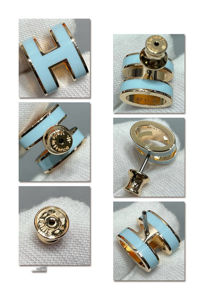 [LumiVibe]POP H SKY BLUE STUD EARRINGS