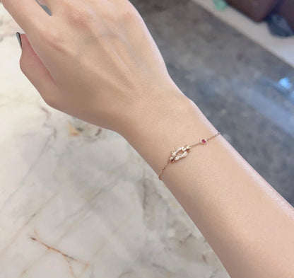 [LumiVibe]FORCE 10 DIAMOND CHAIN LINK PINK GOLD BRACELET