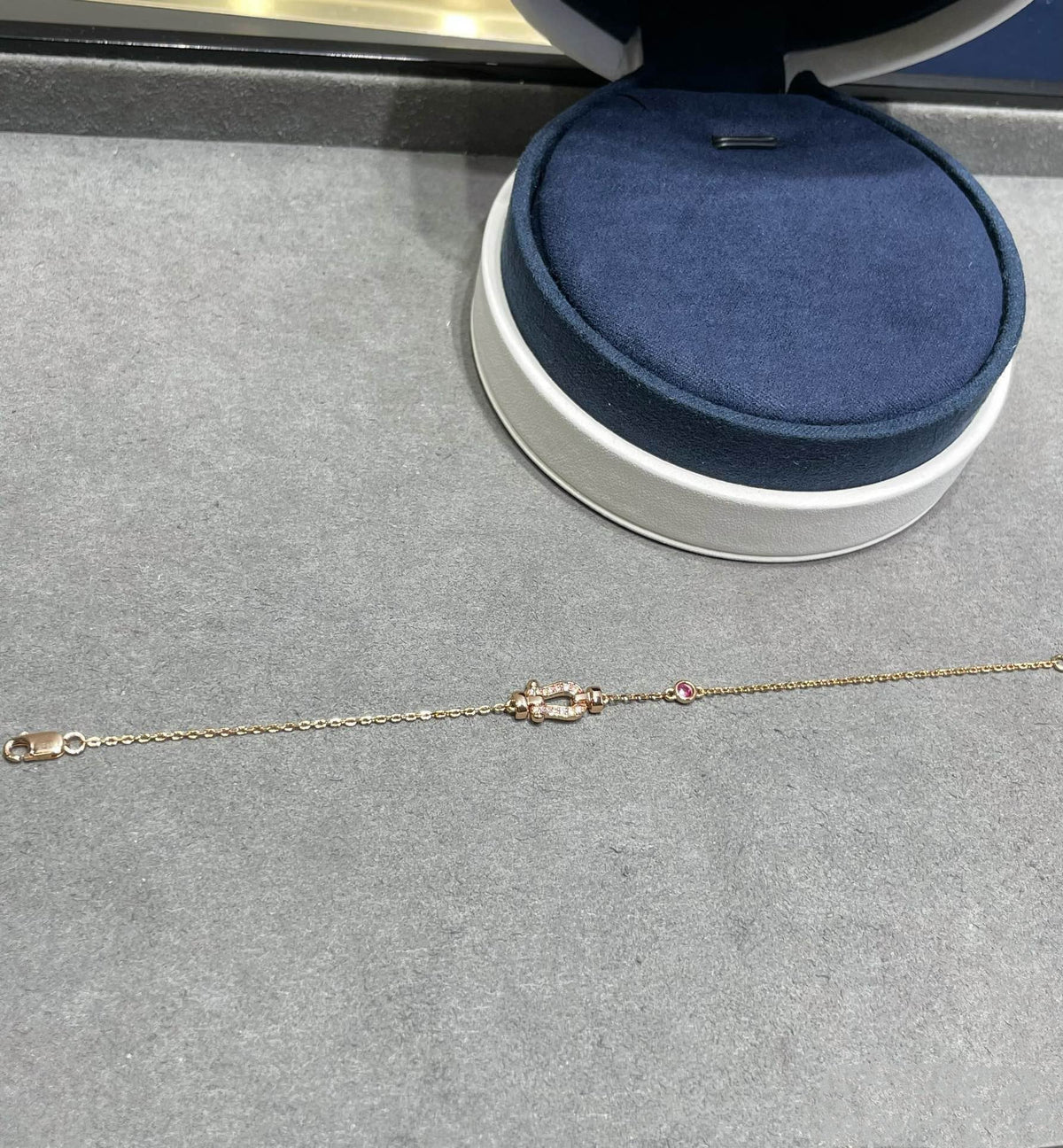 [LumiVibe]FORCE 10 DIAMOND CHAIN LINK PINK GOLD BRACELET