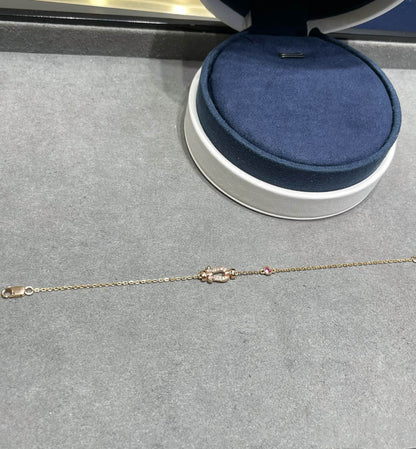 [LumiVibe]FORCE 10 DIAMOND CHAIN LINK PINK GOLD BRACELET