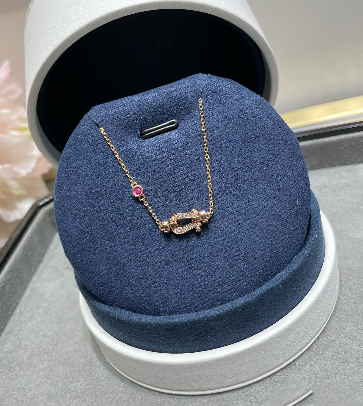 [LumiVibe]FORCE 10 DIAMOND CHAIN LINK PINK GOLD BRACELET