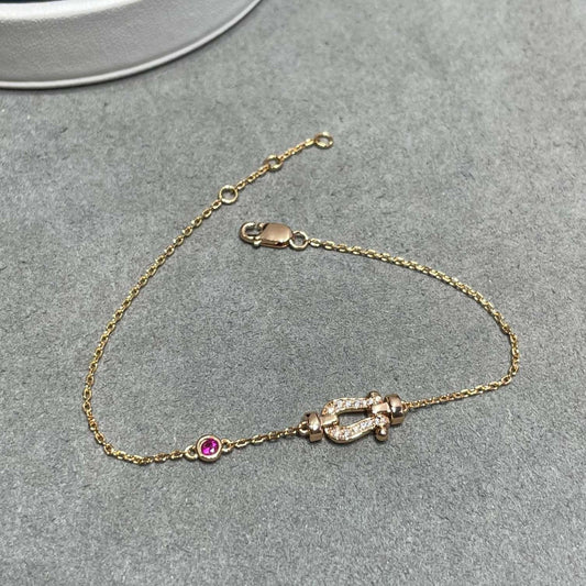 [LumiVibe]FORCE 10 DIAMOND CHAIN LINK PINK GOLD BRACELET