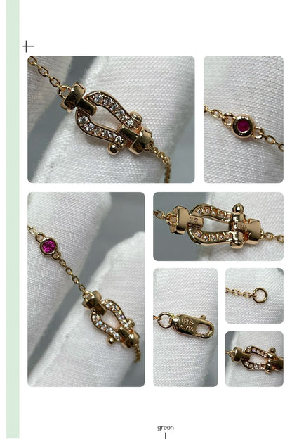 [LumiVibe]FORCE 10 DIAMOND CHAIN LINK PINK GOLD BRACELET