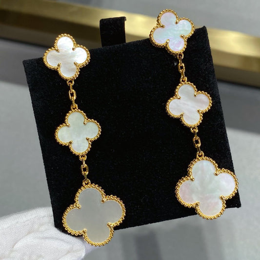 [LumiVibe]CLOVER MOP 3 MOTIFS GOLD EARRINGS