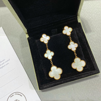 [LumiVibe]CLOVER MOP 3 MOTIFS GOLD EARRINGS